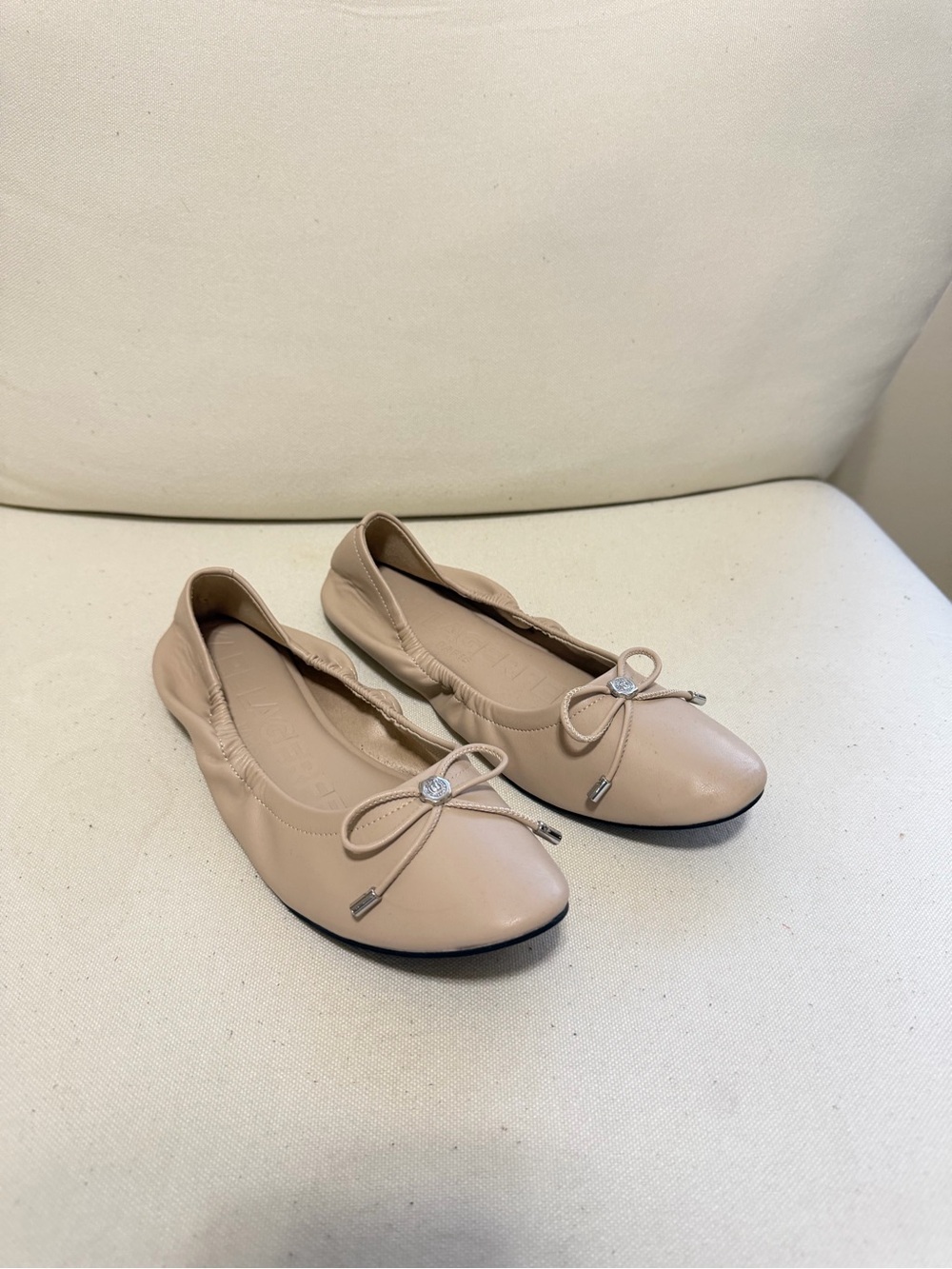 Karl Lagerfeld Beige Bow Ballet Flats